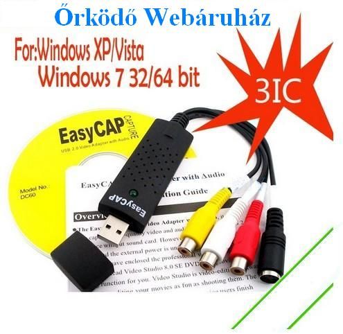 Usb digitalizáló Easycap DC60+ v3.1B Mac os, Vista, Win7 64bit