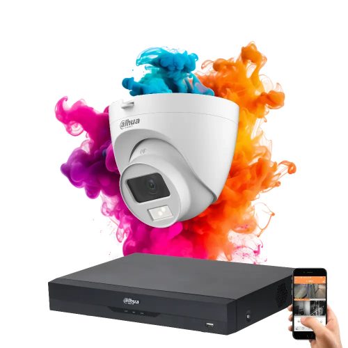 Dahua 1 dome kamerás 5MP kamera rendszer színes éjszakai képpel