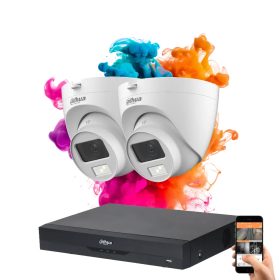   Dahua 2 dome kamerás 5MP kamera rendszer színes éjszakai képpel