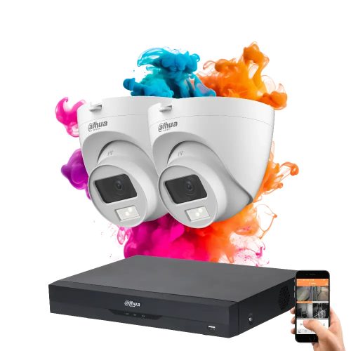 Dahua 2 dome kamerás 5MP kamera rendszer színes éjszakai képpel