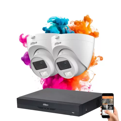 Dahua 2 dome kamerás 5MP kamera rendszer színes éjszakai képpel