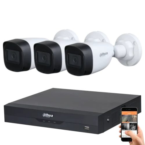 Dahua 5 Megapixel 3 csőkamerás rendszer 30 méter látótávolság