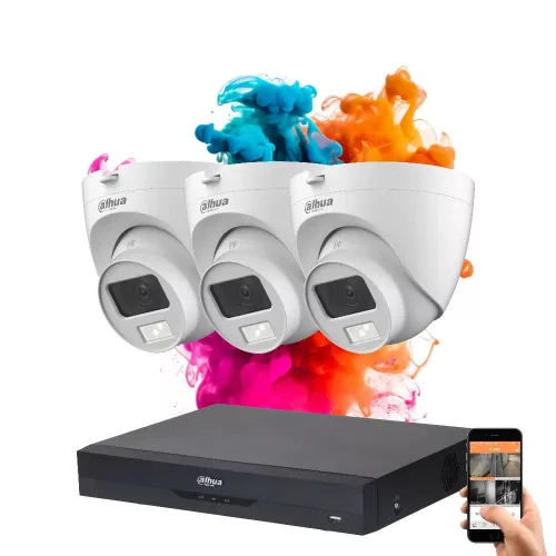 Dahua 3 dome kamerás 5MP kamera rendszer színes éjszakai képpel