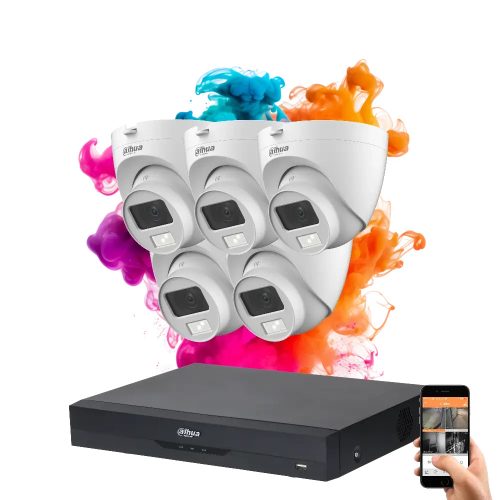 Dahua 5 dome kamerás 5MP kamera rendszer színes éjszakai képpel