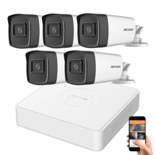 Hikvision 5 megapixeles 5 kamerás rendszer 80 méter látótávolság
