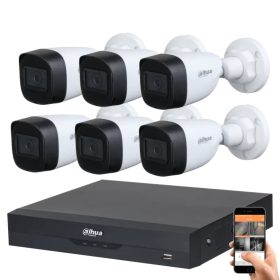   Dahua 5 Megapixel 6 csőkamerás rendszer 30 méter látótávolság