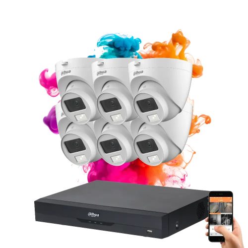 Dahua 6 dome kamerás 5MP kamera rendszer színes éjszakai képpel