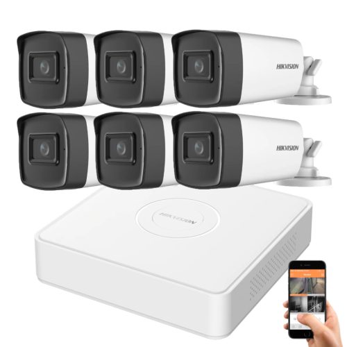 Hikvision 5 megapixeles 6 kamerás rendszer 80 méter látótávolság