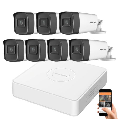 Hikvision 5 megapixeles 7 kamerás rendszer 80 méter látótávolság