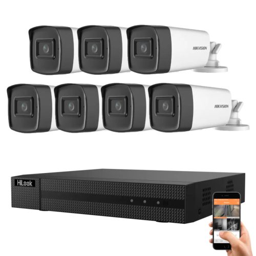 Hikvision HiLook 5 megapixeles 7 kamerás rendszer 80 méter látótávolság