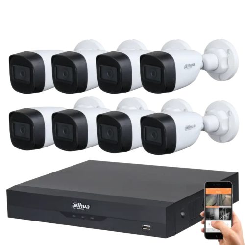Dahua 5 Megapixel 8 csőkamerás rendszer 30 méter látótávolság