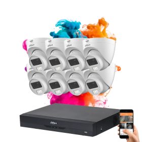   Dahua 8 dome kamerás 5MP kamera rendszer színes éjszakai képpel
