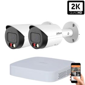   Dahua 2 kültéri kamerás IP kamerarendszer 4MP színes éjjellátással