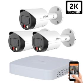   Dahua 3 kültéri kamerás IP kamerarendszer 4MP színes éjjellátással