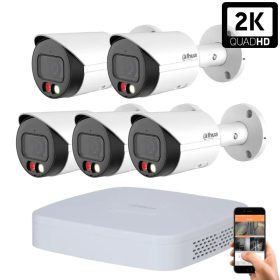   Dahua 5 kültéri kamerás IP kamerarendszer 4MP színes éjjellátással