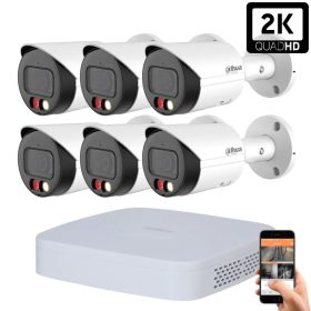   Dahua 6 kültéri kamerás IP kamerarendszer 4MP színes éjjellátással