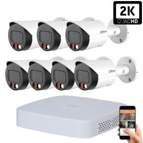   Dahua 7 kültéri kamerás IP kamerarendszer 4MP színes éjjellátással