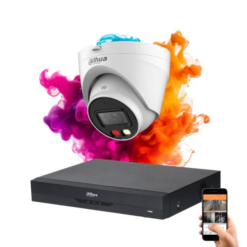 Dahua 1 dome biztonsági kamerás IP kamera rendszer 4MP színes éjszakai képpel
