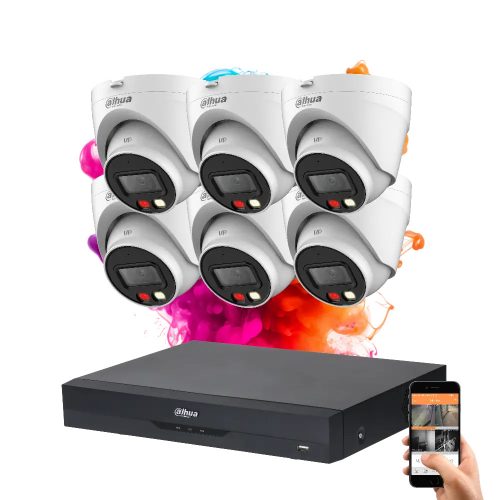 Dahua 6 dome biztonsági kamerás IP kamera rendszer 4MP színes éjszakai képpel