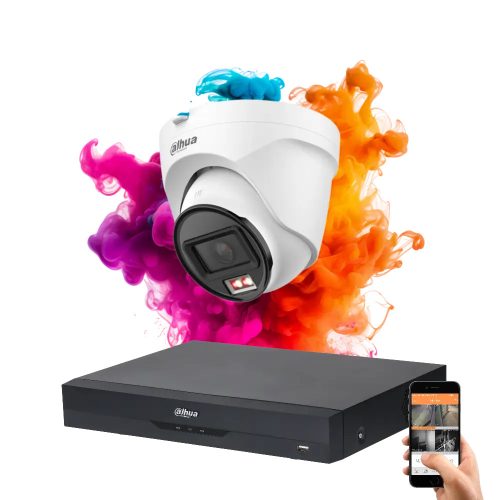 Dahua 1 dome biztonsági kamerás IP kamera rendszer 4MP színes éjszakai képpel