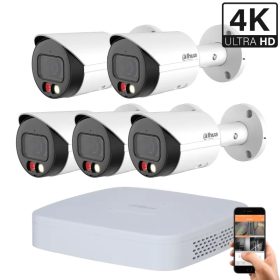   Dahua 5 kültéri kamerás IP kamerarendszer 8MP színes éjjellátással