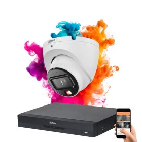   Dahua 1 dome biztonsági kamerás IP kamera rendszer 8MP színes éjszakai képpel