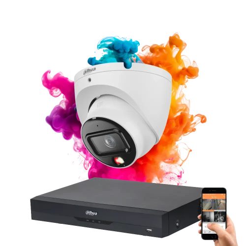 Dahua 1 dome biztonsági kamerás IP kamera rendszer 8MP színes éjszakai képpel