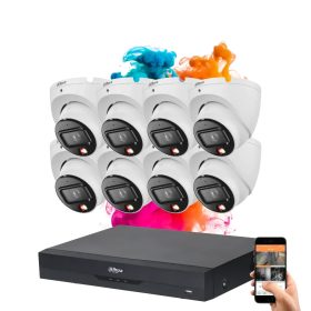   Dahua 8 dome biztonsági kamerás IP kamera rendszer 8MP színes éjszakai képpel
