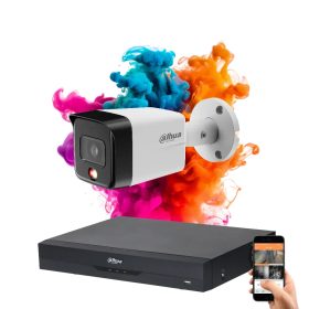   Dahua 1 biztonsági kamerás IP kamera rendszer 8MP színes éjszakai képpel