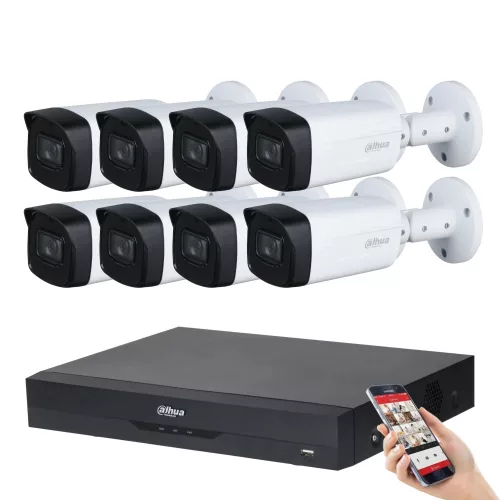 Dahua 8 kamerás 8MP 4K kamera rendszer szett 80 méter éjjellátással
