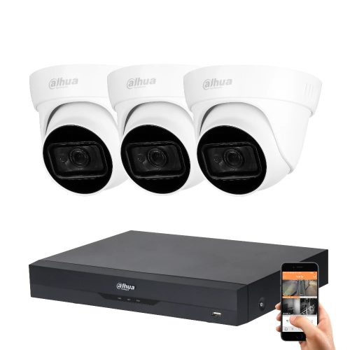 Dahua 3 dome kamerás 8MP 4K kamera rendszer szett 30 méter éjjellátással