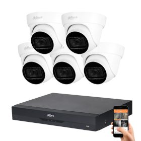   Dahua 5 dome kamerás 8MP 4K kamera rendszer szett 30 méter éjjellátással