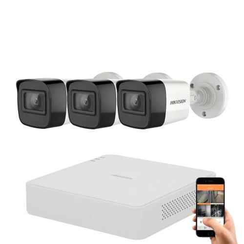 Hikvision 8 megapixeles 3 kamerás kamerarendszer 30 méter látótávolsággal