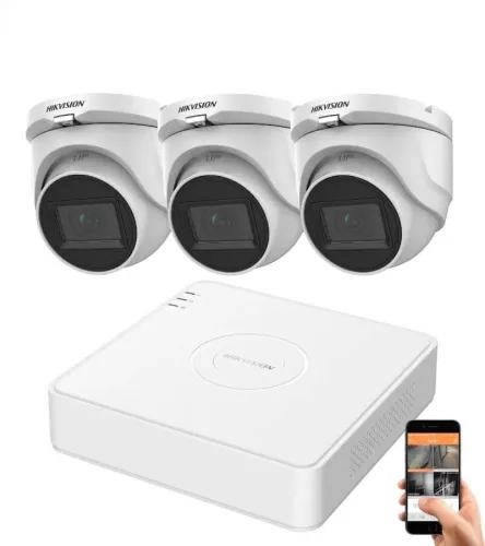 Hikvision 5 megapixeles 3 dome kamerás rendszer 30 méteres látótávolsággal