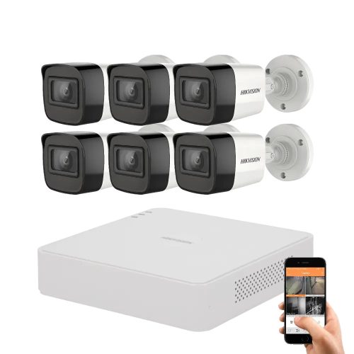 Hikvision 5 megapixeles 6 kamerás kamerarendszer 30 méter látótávolsággal