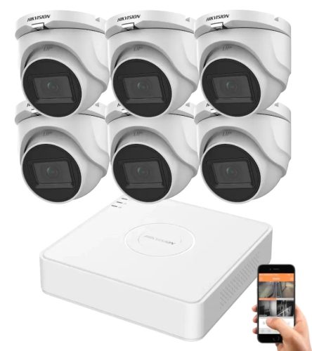 Hikvision 5 megapixeles 6 dome kamerás rendszer 30 méteres látótávolsággal