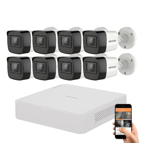 Hikvision 8 megapixeles 8 kamerás kamerarendszer 30 méter látótávolsággal