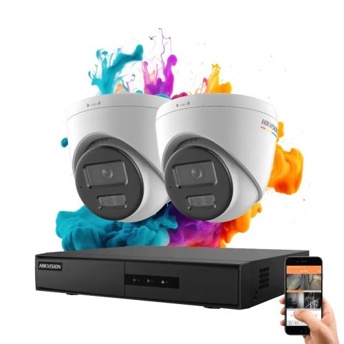Hikvision ColorVu 2 kamerás IP dome kamera rendszer 4MP színes éjszakai képpel