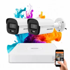   Hikvision ColorVu 2 kamerás biztonsági kamera rendszer 5MP színes éjszakai képpel