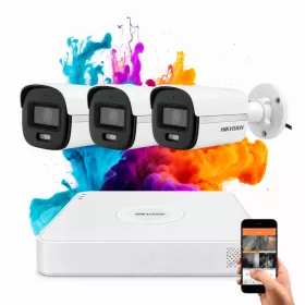   Hikvision ColorVu 3 kamerás biztonsági kamera rendszer 5MP színes éjszakai képpel