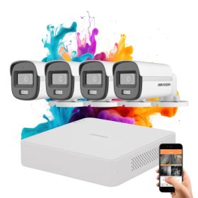   Hikvision ColorVu 4 kamerás biztonsági kamera rendszer 5MP színes éjszakai képpel