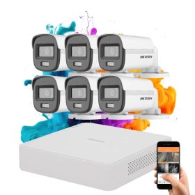   Hikvision ColorVu 6 kamerás biztonsági kamera rendszer 5MP színes éjszakai képpel