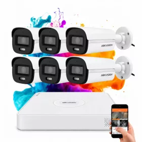   Hikvision ColorVu 6 kamerás biztonsági kamera rendszer 5MP színes éjszakai képpel