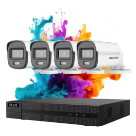   Hikvision HiLook ColorVu 4 kamerás biztonsági kamera rendszer 5MP színes éjszakai képpel