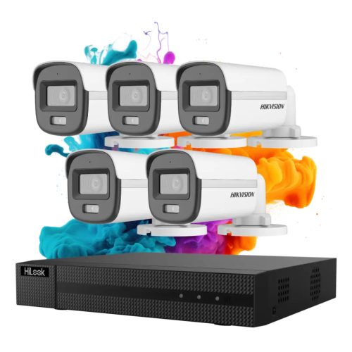 Hikvision HiLook ColorVu 5 kamerás biztonsági kamera rendszer 5MP színes éjszakai képpel
