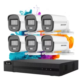   Hikvision HiLook ColorVu 6 kamerás biztonsági kamera rendszer 5MP színes éjszakai képpel