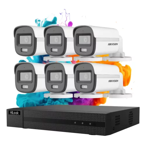 Hikvision HiLook ColorVu 6 kamerás biztonsági kamera rendszer 5MP színes éjszakai képpel