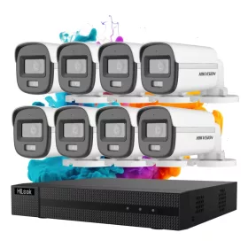   Hikvision HiLook ColorVu 8 kamerás biztonsági kamera rendszer 5MP színes éjszakai képpel