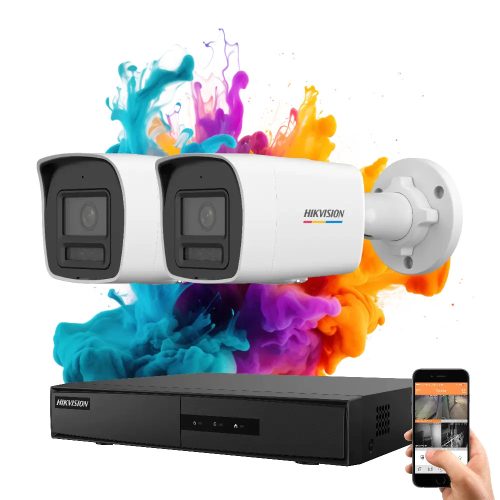 Hikvision ColorVu 2 kamerás IP kamera rendszer 6MP színes éjszakai képpel