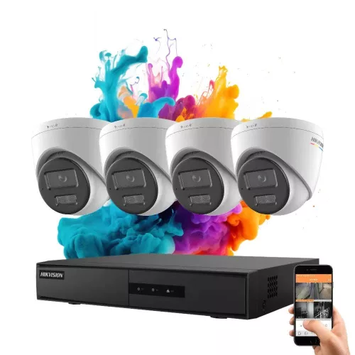 Hikvision ColorVu 4 kamerás IP dome kamera rendszer 6MP színes éjszakai képpel